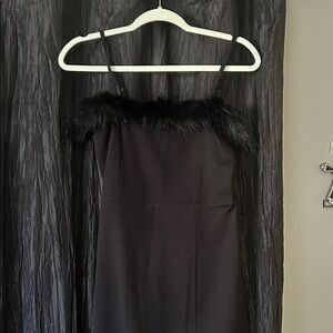 Midi Black Fur Dress Medium